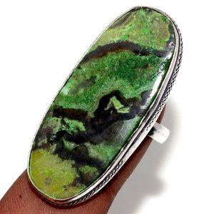 Gracefully Green Chrysocolla 925 Silver Plated  Ring  SZ 8
